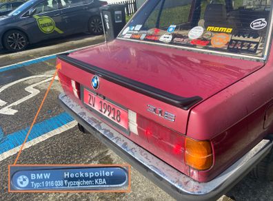 Genuine Pfeba (1916 038) BMW E30 325is Heckspoiler Boot Spoiler