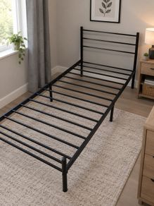 As New - Lovely Sturdy Black Metal Single Bed Frame - Can Deliver