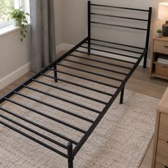 As New - Lovely Sturdy Black Metal Single Bed Frame - Can Deliver