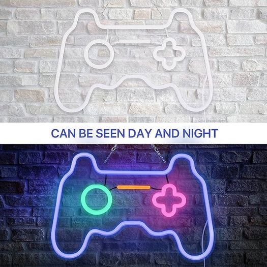 NEW SALE | Dimmable Game Neon Sign, Glass Gaming Neon Light Sign Powered by USB with Switch, Blue Led Light Sign for Bedroom Wall Decor Game Room Party Decoration