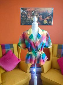 Vintage rainbow plaid blazer