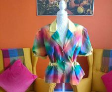 Vintage rainbow plaid blazer