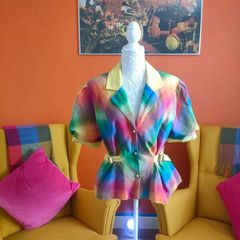 Vintage rainbow plaid blazer