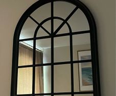 Very large black arch wall mirror full length