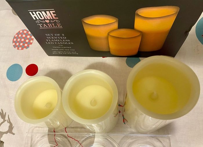 Set Of 3 Vanilla Scented Flameless Led Candles