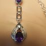 Sterling Silver Natural Amethyst Drop Pendant and Chain (February Birthstone) Image 3