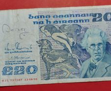 Irish 1990 "YEATS" Twenty pound note in .Fine condition