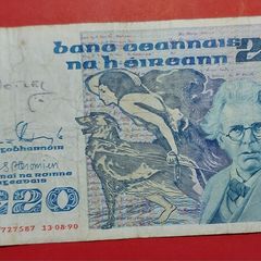 Irish 1990 "YEATS" Twenty pound note in .Fine condition