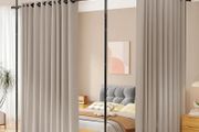 Room Divider No Drilling Curtain Rod Wall Divider for Room Separation, 227-312 cm.(H) 71-290 cm.(W) Adjustable, Heavy Duty Partition Space Separator Freestanding Tension Curtain Stand, Black