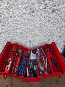 7 Section Metal Tool Box + Large Tool Set