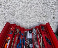 7 Section Metal Tool Box + Large Tool Set