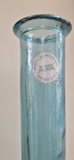 Large hand made aqua blue vase.
