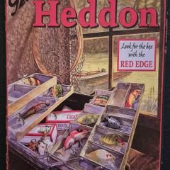 Vintage fishing tackle advertisement, vintage style metal sign .