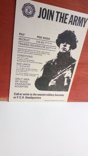 Irish Army 1972 Repro Recruitment Notice Poster Ireland, Irish Memorabilia