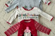 Mamas and Papas Baby Bodysuits and Dress Bundle (winter, Christmas print) 3-6 months