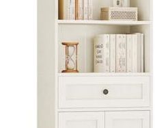 5-Tier Bookcase with Doors and Cabinet, Bookshelf Floor Standing Display Storage Shelf, Tall Bookcase with drawers for Home, Office, Living Room