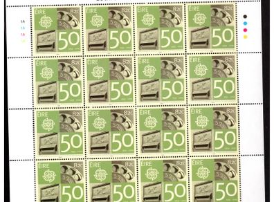 2009 Ireland 50 Year of CEPT Commemorative Stamp Sheetlet Plate 1A1A1A1A Mint Never Hinged (MNH)