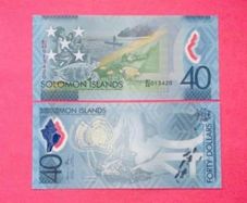 Solomon Islands  40 Dollars  ( UNCIRCULATED )1978 - 2018  Pick  37 ( Unc ) Commemorative Issue . Polymer / Plastic.