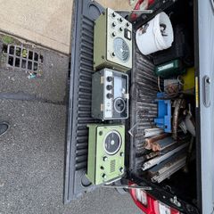 Vintage SAILOR / S.P. Radio Aalborg marine radio equipment comprising communications receiver, CH40 distress/calling unit, Tebeco TC-400 direction finder and 12V power supply.