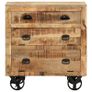 Side Cabinet with Wheel 70x40x75 cm Solid Mango Wood Image 4