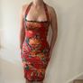 Karen Millen red floral halter neck midi dress with lace trim Image 7