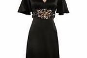 BNWT Oasis Black Silk Kimono Tie back embellished dress size UK12 EUR38/40