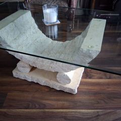 Glass and stone coffee table