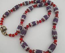 Antique Venetian Style Trade & Venetian whiteHeart Glass Beads Necklace