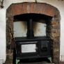 Cast Iron Wood Burning Cook Stove, Vintage Kitchen Fireplace Image 2