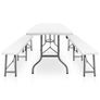 Folding Garden Table with 2 Benches 180 cm Steel and HDPE White Image 9