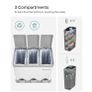 Bin trash can for the kitchen, metal pedal bin, 3-in-1 trash can, 24 liters, garbage separation, garbage separation system, easy to clean, steel, white-gray Image 3