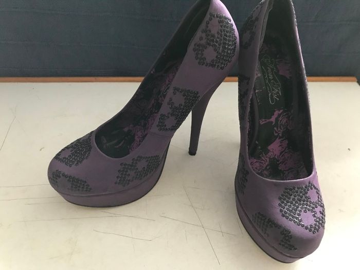 Pre-loved 'Iron Fist' Purple/Black Sequins Platform Stiletto Shoes