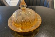 Very Pretty vintage glass dish with  lid