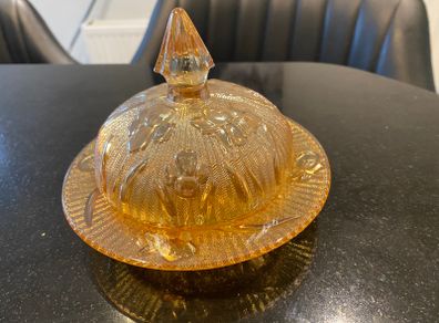 Very Pretty vintage glass dish with  lid