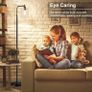 Led Floor Lamp,Modern Standing Lamp with Hanging Glass Shade,Eye-Care Metal Reading Floor Light,Industrial Warm White Floor Lamps for Living Room,Office,Black 6W A60,E27 Edison Bulb Included (FREE POSTAGE) Image 2