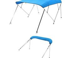 4 Bow Boat Bimini Tops, 600D Polyester Canopy with Aluminum Alloy Frame, Waterproof & Sun Shade Boat Awning Canopy with Storage Bag