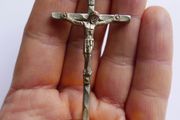 Vintage Small Crucifix INRI Cross Vintage Jesus Statue Chirstian