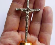 Vintage Small Crucifix INRI Cross Vintage Jesus Statue Chirstian