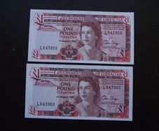Gibraltar. 2 Unc Consecutive Notes@1 Pound (4-8-1988) Ordinance Cap 39