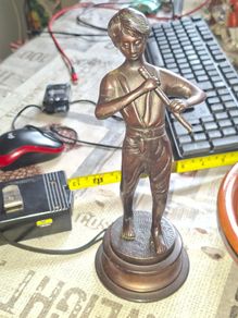 Vintage Mid Century Bronze Figurine Boy Playing Flute Sculpture. Postage available or Collection