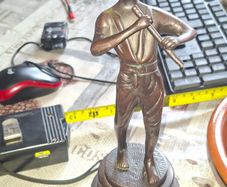 Vintage Mid Century Bronze Figurine Boy Playing Flute Sculpture. Postage available or Collection
