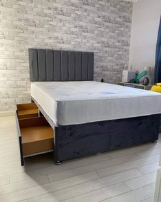 Double bed and mattress having headboard