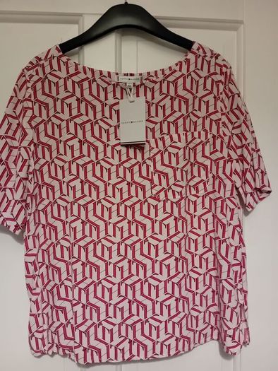 Tommy Hilfiger - Short Sleeve Blouse - Pink White - UK 8 to 10 - BNWT RRP 99