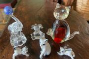 Vintage Glass Cats and Elephants
