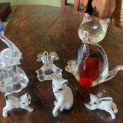 Vintage Glass Cats and Elephants