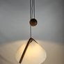 Mid Century Domus Pendant Lamp Teak And Paper With Counterweight Image 5