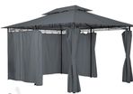3 x 4 m, Garden Gazebo with 6 Side Panels Water-Repellent and UV-Resistant