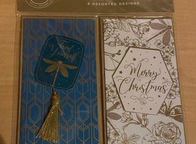 Pack of 4 Christmas Card money wallets