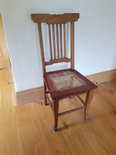 Antique Vintage Chair with Rattan Woven Seat Pad