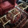 Chrome, Wood and Tempered Glass Coffee Table and matching nest of 3 side tables Image 5